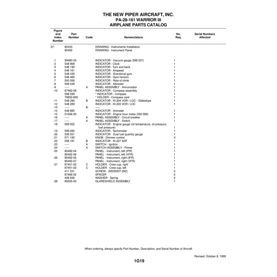 Aviation Part (87466-02) — Piper PA-28-161 Warrior Aviation Part (87466-02) — Piper PA-28-161 Warrior