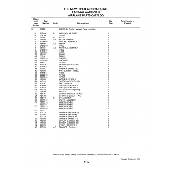 Aviation Part (87777-37) — Piper PA-28-161 Warrior Aviation Part (87777-37) — Piper PA-28-161 Warrior