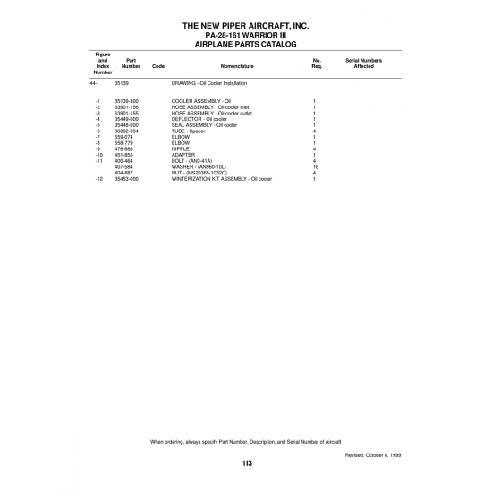 Aviation Part (35449-000) — Piper PA-28-161 Warrior