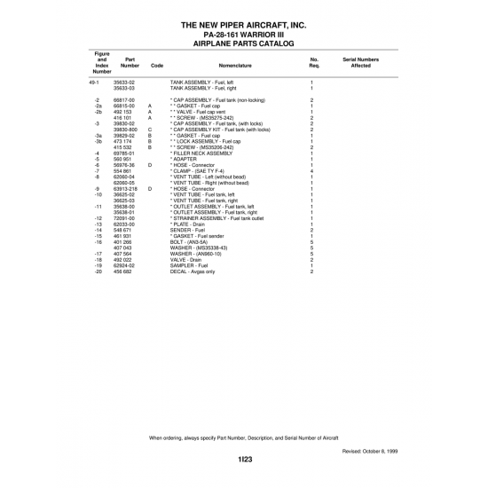 Aviation Part (63913-218) — Piper PA-28-161 Warrior