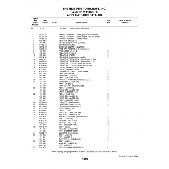 Aviation Part (85189-02) — Piper PA-28-161 Warrior Aviation Part (85189-02) — Piper PA-28-161 Warrior
