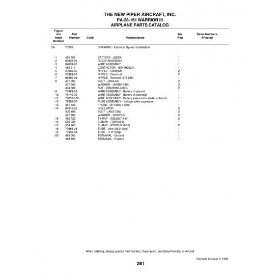Aviation Part (73989-04) — Piper PA-28-161 Warrior Aviation Part (73989-04) — Piper PA-28-161 Warrior
