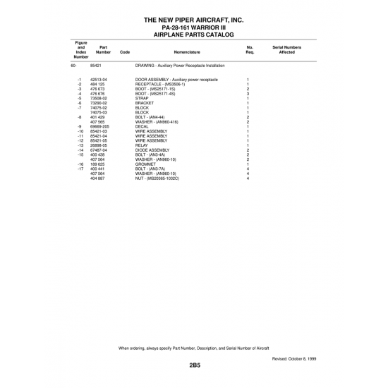 Aviation Part (74075-02) — Piper PA-28-161 Warrior Aviation Part (74075-02) — Piper PA-28-161 Warrior
