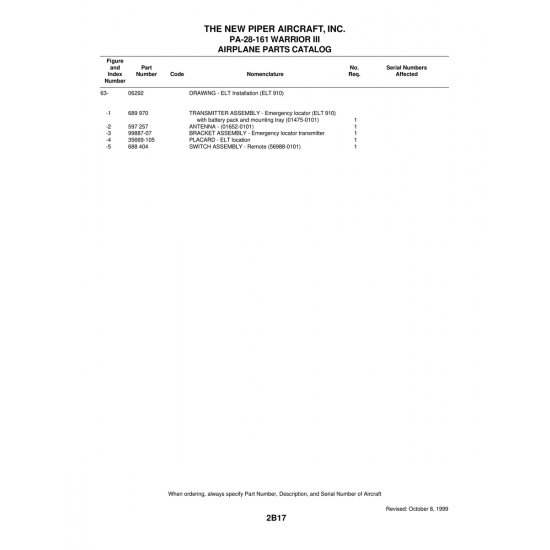 Aviation Part (99887-07) — Piper PA-28-161 Warrior Aviation Part (99887-07) — Piper PA-28-161 Warrior