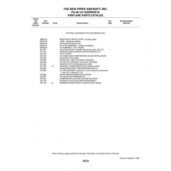 Aviation Part (39872-09) — Piper PA-28-161 Warrior Aviation Part (39872-09) — Piper PA-28-161 Warrior