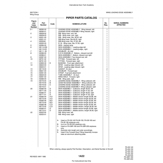 Aviation Part (62023-01) — Piper PA-28 Cherokee Aviation Part (62023-01) — Piper PA-28 Cherokee