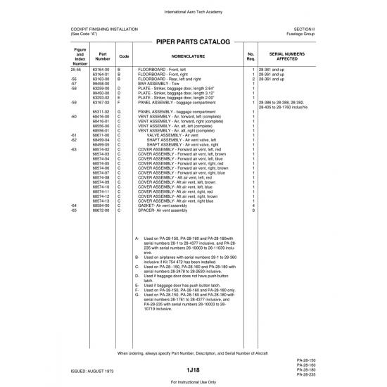 Aviation Part (63164-01) — Piper PA-28 Cherokee Aviation Part (63164-01) — Piper PA-28 Cherokee