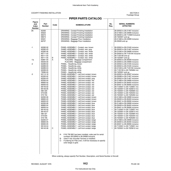 Aviation Part (65530-00) — Piper PA-28 Cherokee Aviation Part (65530-00) — Piper PA-28 Cherokee