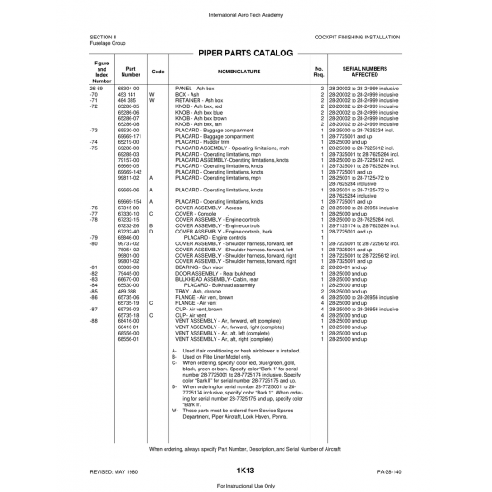 Aviation Part (67315) — Piper PA-28 Cherokee Aviation Part (67315) — Piper PA-28 Cherokee