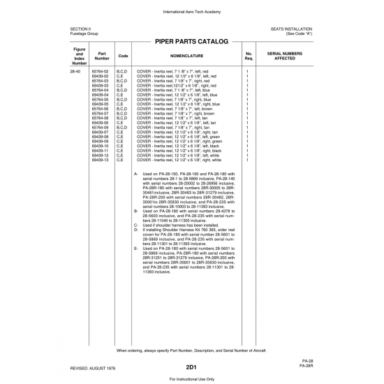 Aviation Part (69439-03) — Piper PA-28 Cherokee Aviation Part (69439-03) — Piper PA-28 Cherokee