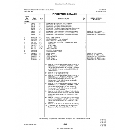 Aviation Part (65165-15) — Piper PA-28 Cherokee Aviation Part (65165-15) — Piper PA-28 Cherokee