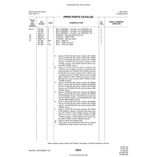 Aviation Part (69669-110) — Piper PA-28 Cherokee Aviation Part (69669-110) — Piper PA-28 Cherokee