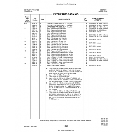 Aviation Part (65563-03) — Piper PA-28 Cherokee