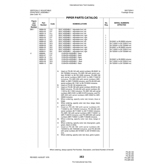 Aviation Part (69568-01) — Piper PA-28 Cherokee Aviation Part (69568-01) — Piper PA-28 Cherokee