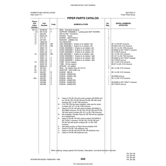 Aviation Part (63701-00) — Piper PA-28 Cherokee
