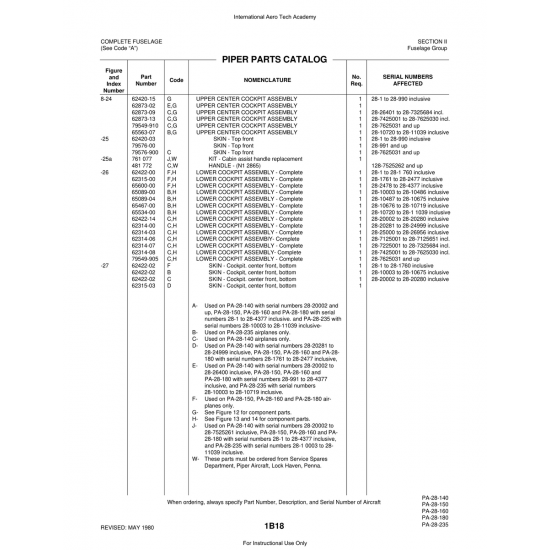 Aviation Part (79576-00) — Piper PA-28 Cherokee Aviation Part (79576-00) — Piper PA-28 Cherokee