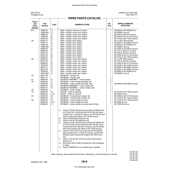 Aviation Part (65130-00) — Piper PA-28 Cherokee Aviation Part (65130-00) — Piper PA-28 Cherokee