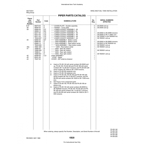 Aviation Part (79549-963) — Piper PA-28 Cherokee Aviation Part (79549-963) — Piper PA-28 Cherokee