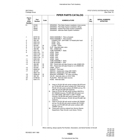 Aviation Part (67768-00) — Piper PA-28 Cherokee Aviation Part (67768-00) — Piper PA-28 Cherokee