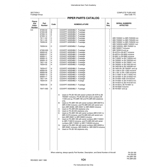 Aviation Part (65830-07) — Piper PA-28 Cherokee Aviation Part (65830-07) — Piper PA-28 Cherokee