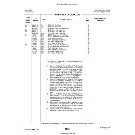 Aviation Part (65003-47) — Piper PA-28 Cherokee Aviation Part (65003-47) — Piper PA-28 Cherokee