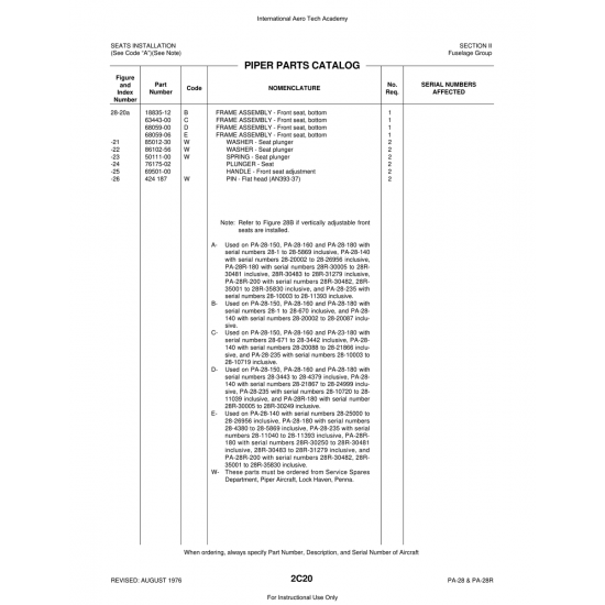 Aviation Part (76175-02) — Piper PA-28 Cherokee