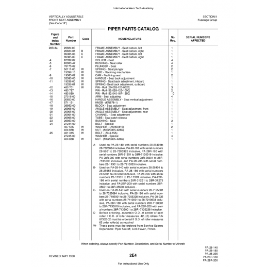 Aviation Part (27244-00) — Piper PA-28 Cherokee Aviation Part (27244-00) — Piper PA-28 Cherokee