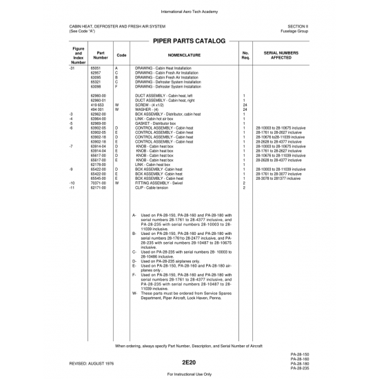 Aviation Part (63964-00) — Piper PA-28 Cherokee Aviation Part (63964-00) — Piper PA-28 Cherokee