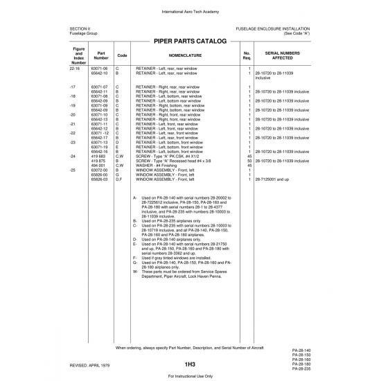 Aviation Part (63071) — Piper PA-28 Cherokee Aviation Part (63071) — Piper PA-28 Cherokee
