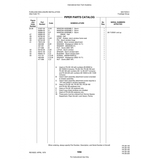 Aviation Part (21027-00) — Piper PA-28 Cherokee Aviation Part (21027-00) — Piper PA-28 Cherokee