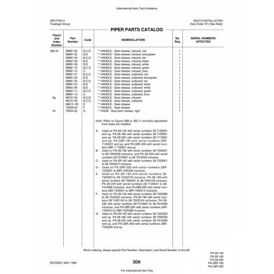 Aviation Part (7535299) — Piper PA-28 Cherokee Aviation Part (7535299) — Piper PA-28 Cherokee