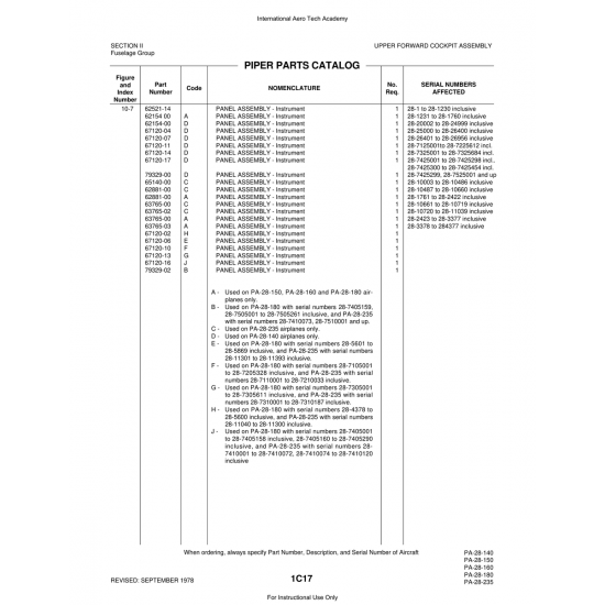 Aviation Part (62521-14) — Piper PA-28 Cherokee Aviation Part (62521-14) — Piper PA-28 Cherokee