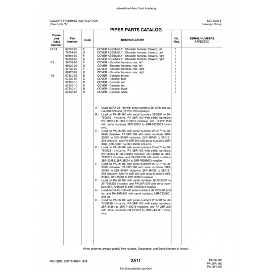 Aviation Part (99738-03) — Piper PA-28 Cherokee Aviation Part (99738-03) — Piper PA-28 Cherokee