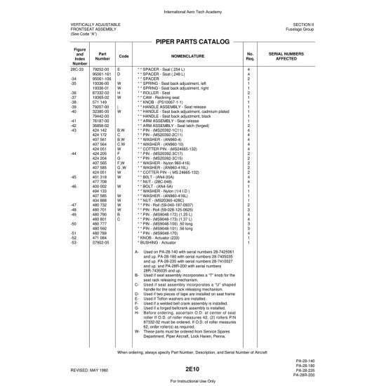 Aviation Part (36858-02) — Piper PA-28 Cherokee Aviation Part (36858-02) — Piper PA-28 Cherokee