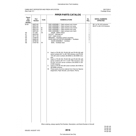 Aviation Part (62171-00) — Piper PA-28 Cherokee Aviation Part (62171-00) — Piper PA-28 Cherokee