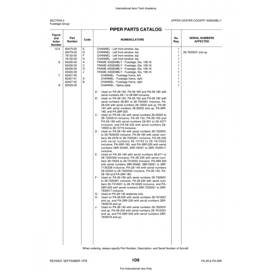 Aviation Part (62479-02) — Piper PA-28 Cherokee Aviation Part (62479-02) — Piper PA-28 Cherokee