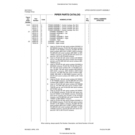 Aviation Part (76239) — Piper PA-28 Cherokee