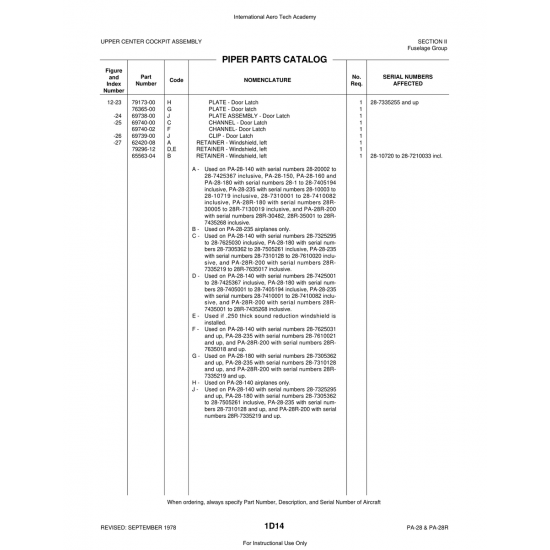 Aviation Part (69740-00) — Piper PA-28 Cherokee Aviation Part (69740-00) — Piper PA-28 Cherokee