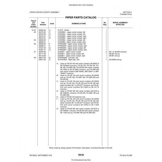 Aviation Part (62475-01) — Piper PA-28 Cherokee Aviation Part (62475-01) — Piper PA-28 Cherokee