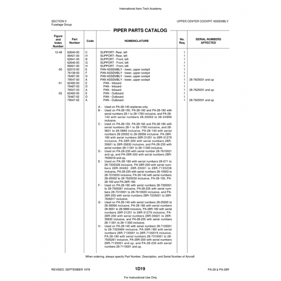 Aviation Part (79547-03) — Piper PA-28 Cherokee