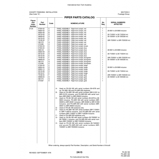 Aviation Part (66924-08) — Piper PA-28 Cherokee Aviation Part (66924-08) — Piper PA-28 Cherokee