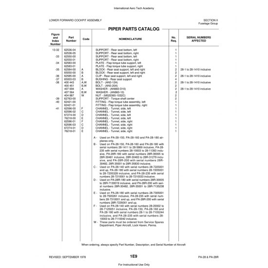Aviation Part (62596-00) — Piper PA-28 Cherokee