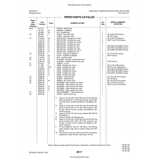 Aviation Part (62968-00) — Piper PA-28 Cherokee Aviation Part (62968-00) — Piper PA-28 Cherokee