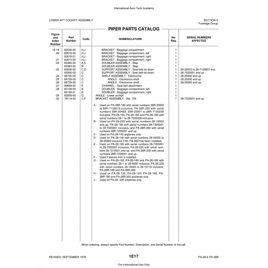 Aviation Part (79119-00) — Piper PA-28 Cherokee