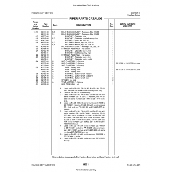 Aviation Part (62444-03) — Piper PA-28 Cherokee
