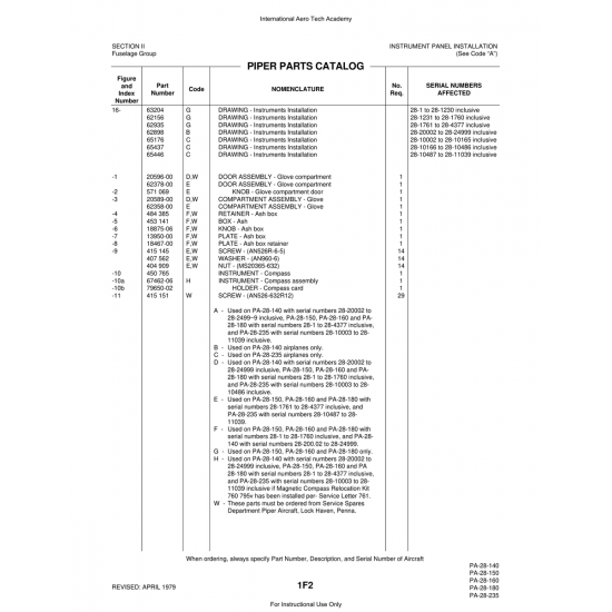 Aviation Part (20589-00) — Piper PA-28 Cherokee Aviation Part (20589-00) — Piper PA-28 Cherokee