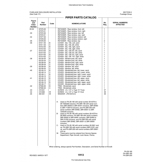 Aviation Part (67375-01) — Piper PA-28 Cherokee Aviation Part (67375-01) — Piper PA-28 Cherokee