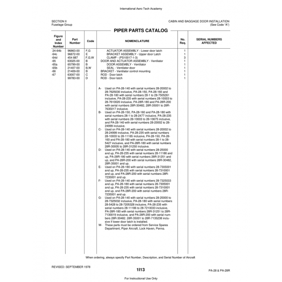 Aviation Part (21409-00) — Piper PA-28 Cherokee Aviation Part (21409-00) — Piper PA-28 Cherokee