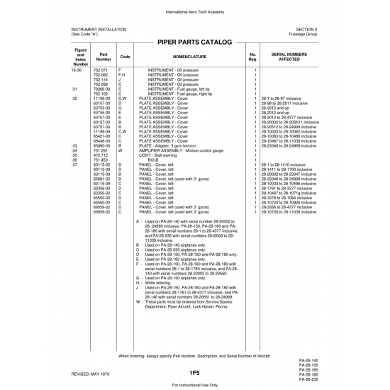 Aviation Part (63115-09) — Piper PA-28 Cherokee Aviation Part (63115-09) — Piper PA-28 Cherokee