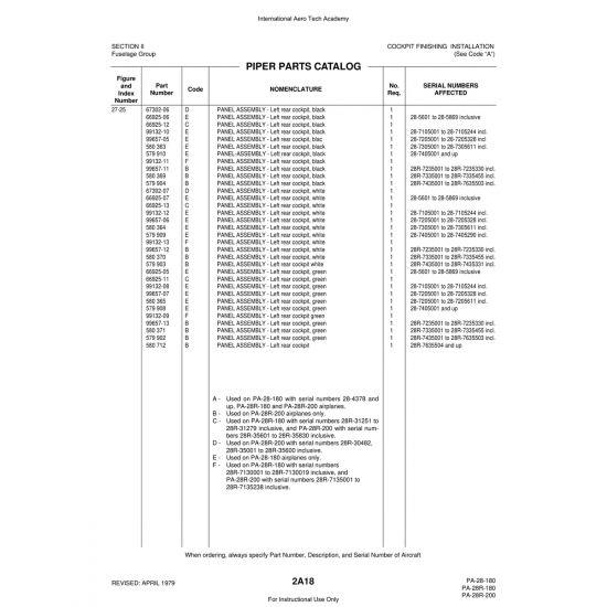 Aviation Part (99657-05) — Piper PA-28 Cherokee